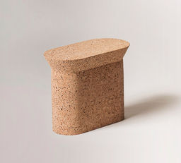 Minimalist all natural cork side tables, design by Maddalena Casadei, contemporary Sardinian craft